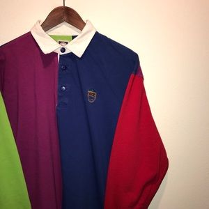 G.H. Bass and Co Color Block Rugby Polo Size:Large